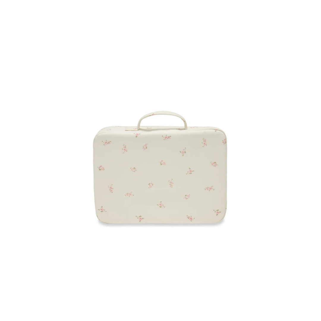 100% cotton fabric suitcase in pink floral print