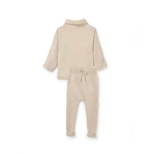 Funnel Sweater & Footless Leggings Set - Oatmeal Marl
