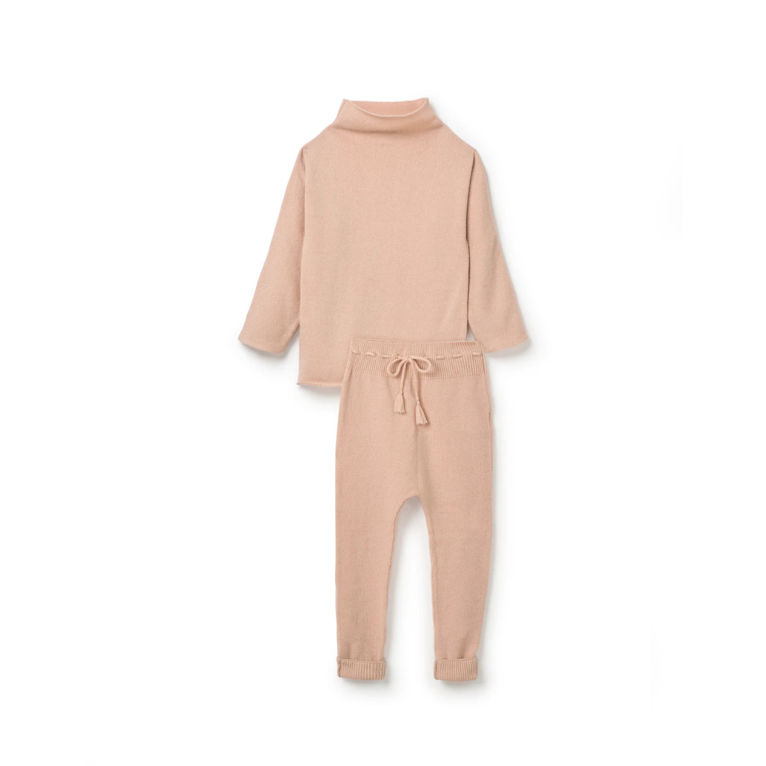 Funnel Sweater & Footless Leggings Set - Peach
