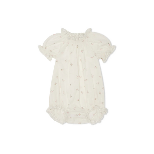Lace Trimmed Romper - Pink Rose