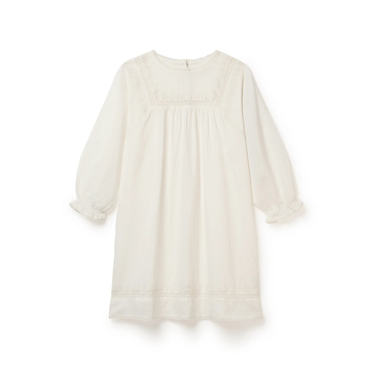 Lace and Embroidery Dress - Ecru