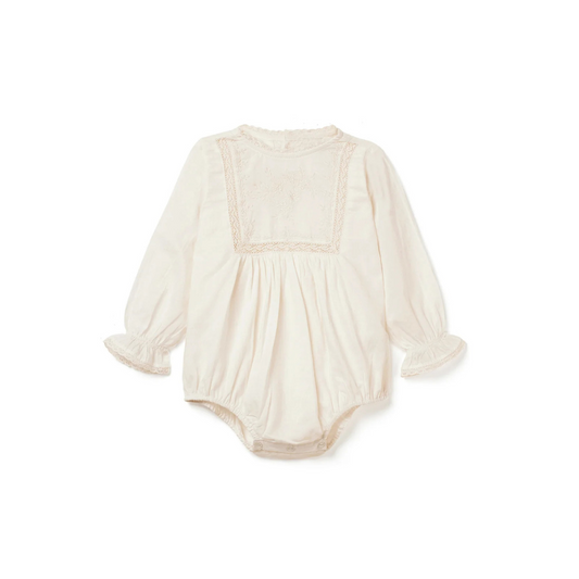 Lace and Embroidery Romper - Ecru