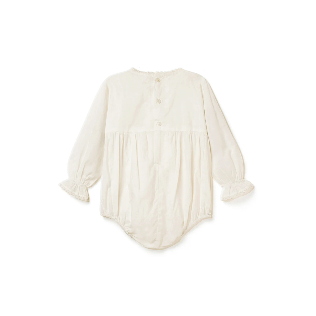 Lace and Embroidery Romper - Ecru