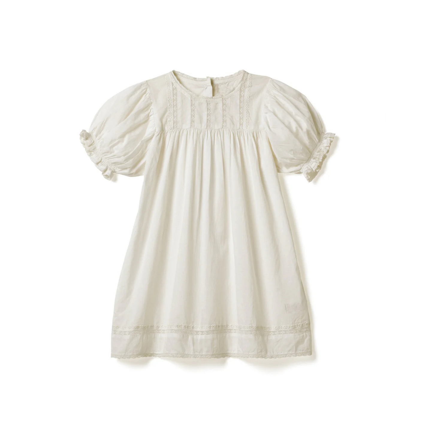 Puff Sleeve Lace Dress - Ecru