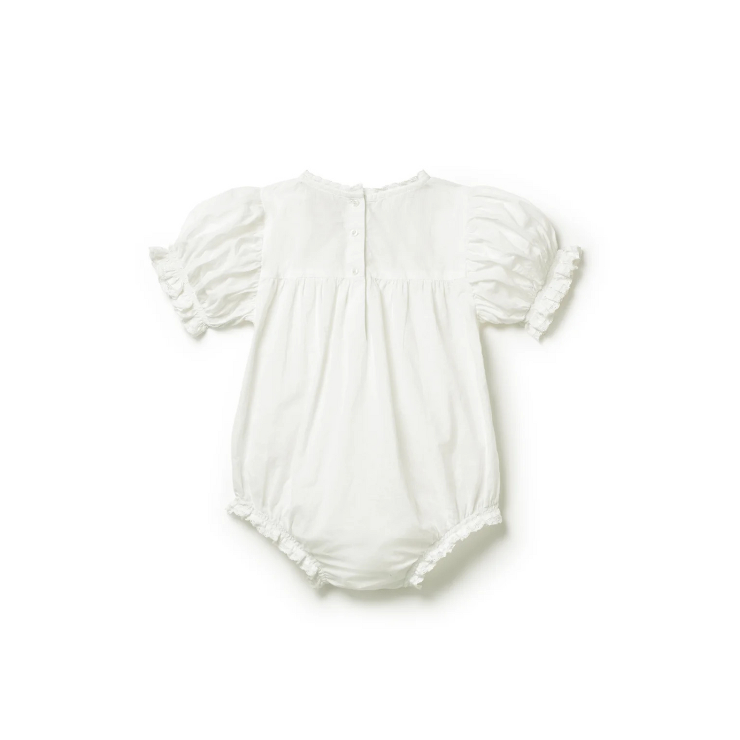 Puff Sleeve Lace Romper - Ecru