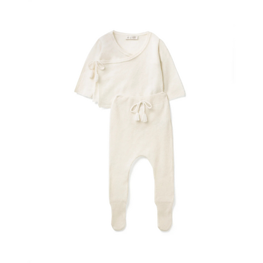 Wrap Top & Leggings Set - Snow White