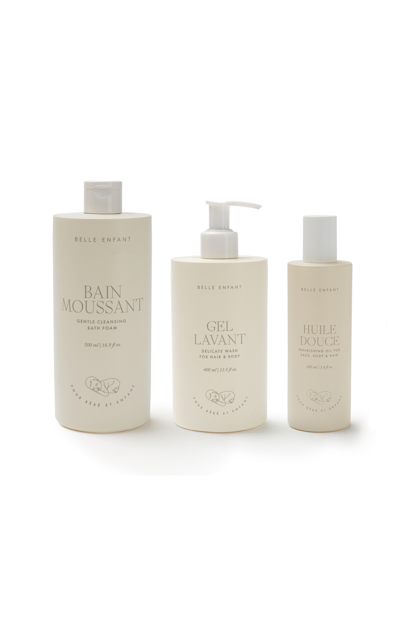 Belle Enfant Beauté Bath & Body Collection with Gel Lavant, Bain Moussant, and Huile Douce