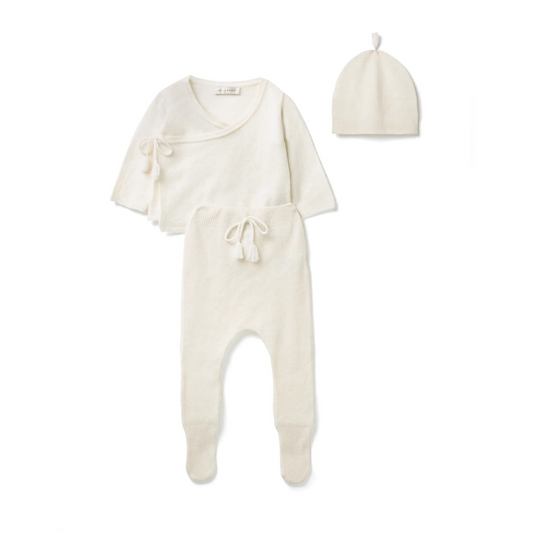 Wrap Top, Leggings & Tassel Hat Set - Snow White