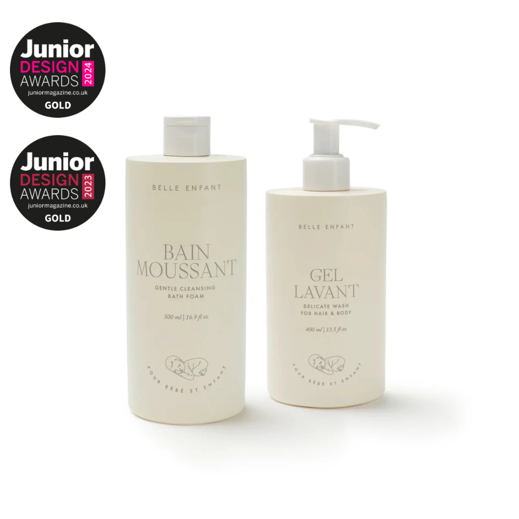 Luxury baby bubble bath and hair and body wash set