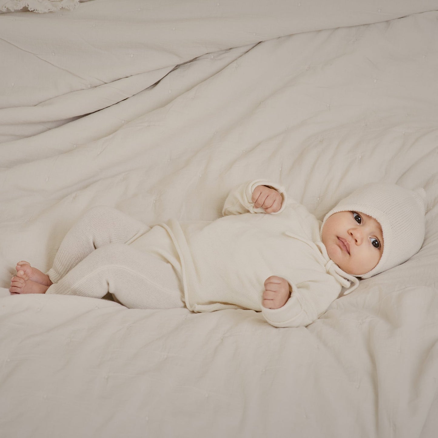 Funnel Sweater & Footless Leggings Set - Snow White