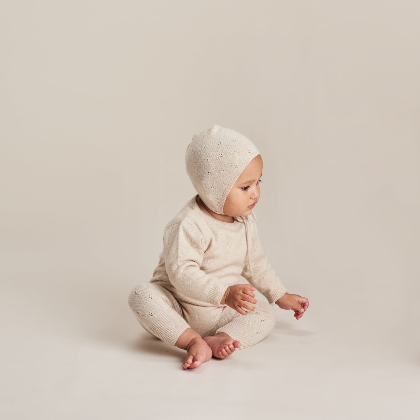 Pointelle Bonnet - Oatmeal Marl