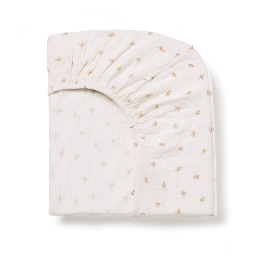 Belle Enfant fitted cot sheet with elasticated corners ensuring a snug fit