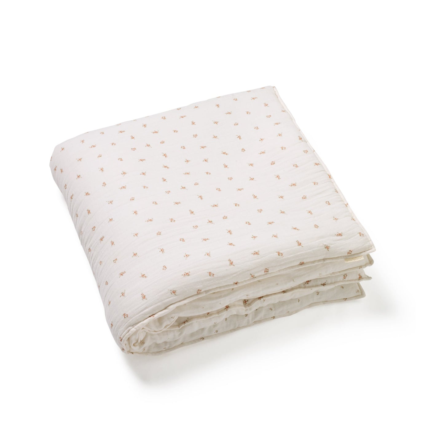100% cotton muslin baby blanket in delicate pink rose print
