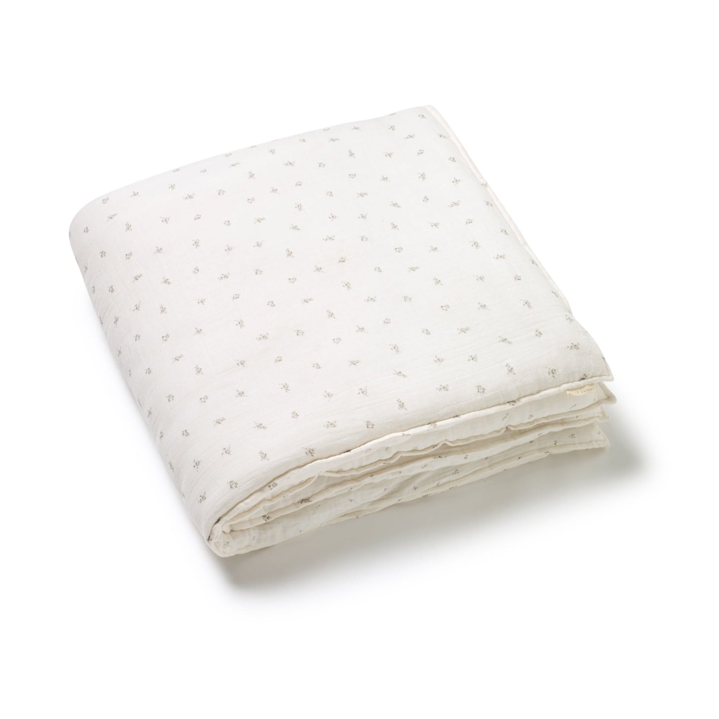 100% cotton muslin baby blanket in delicate taupe rose print