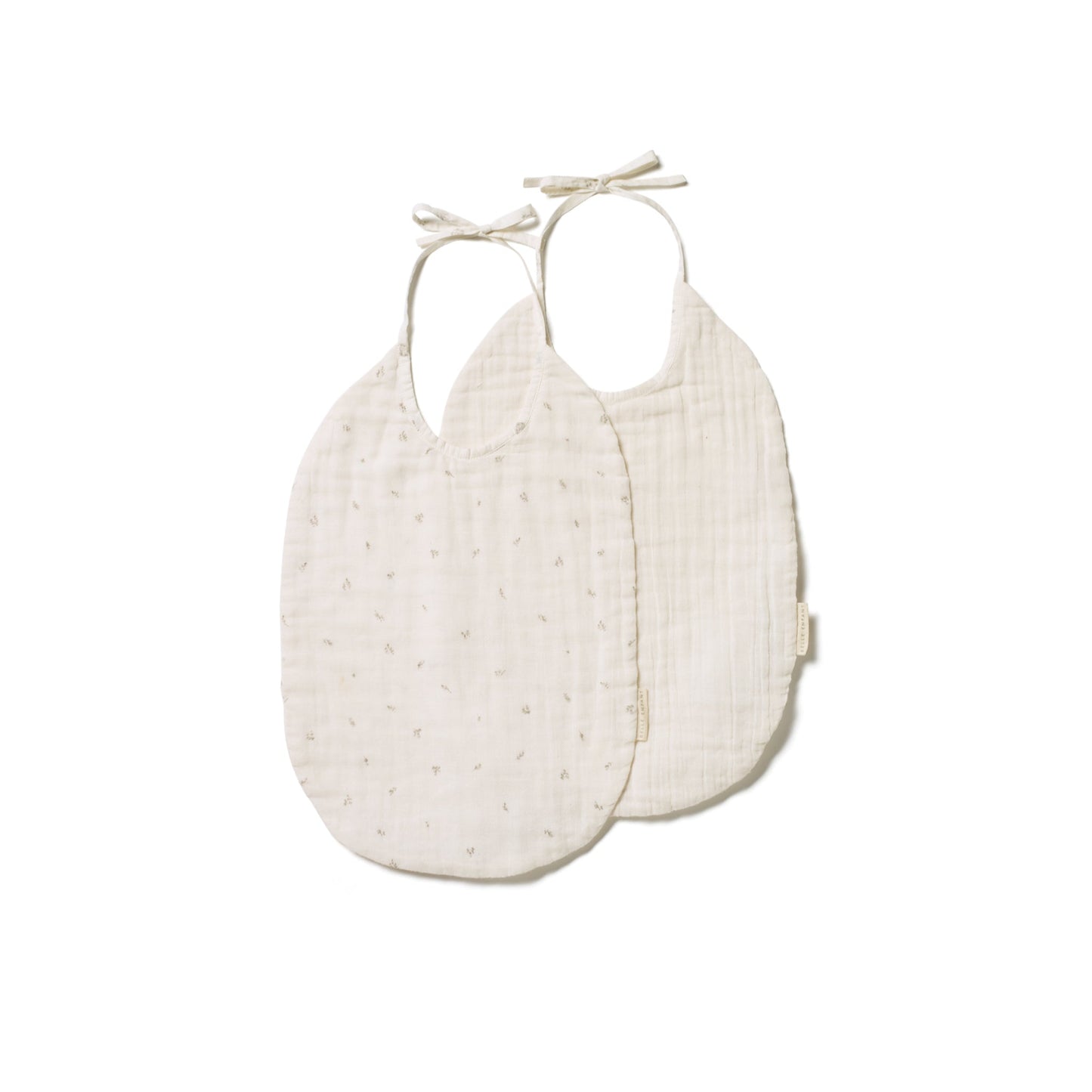 Belle Enfant 2 piece 100% cotton baby bib set in taupe floral print and plain cream
