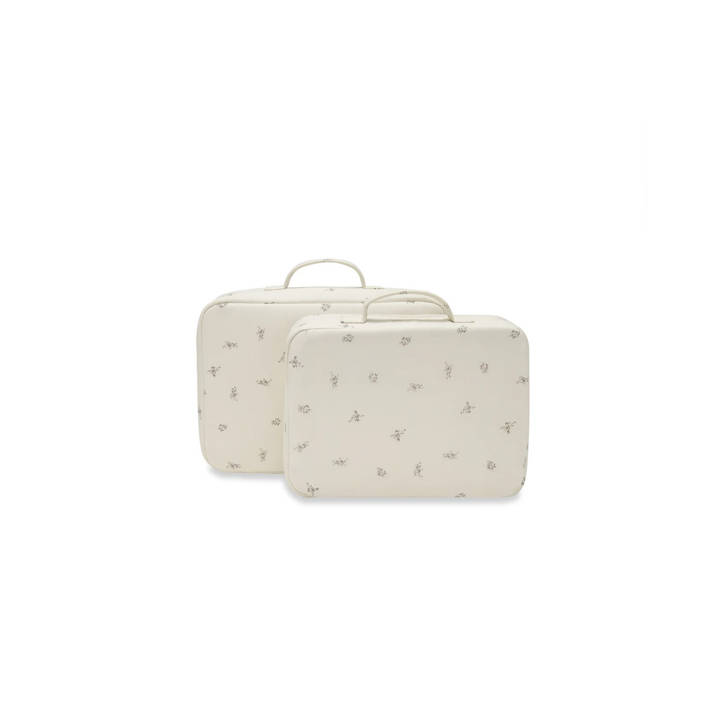 Fabric Toiletry Case in Cream with Taupe Rose Floral Print