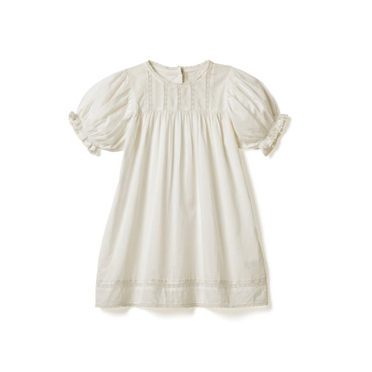 Puff Sleeve Lace Dress - Ecru