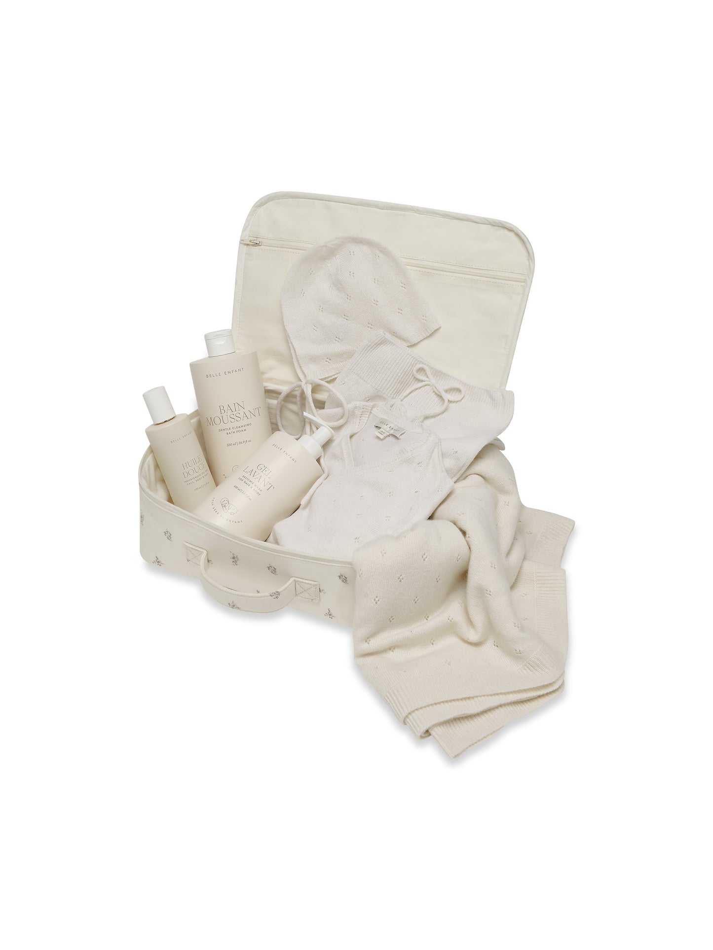 The ultimate luxury new baby gift featuring beauty and cashmere set