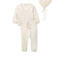 Merino Cashmere Baby Wrap Top, Leggings, and Bonnet in Snow White.