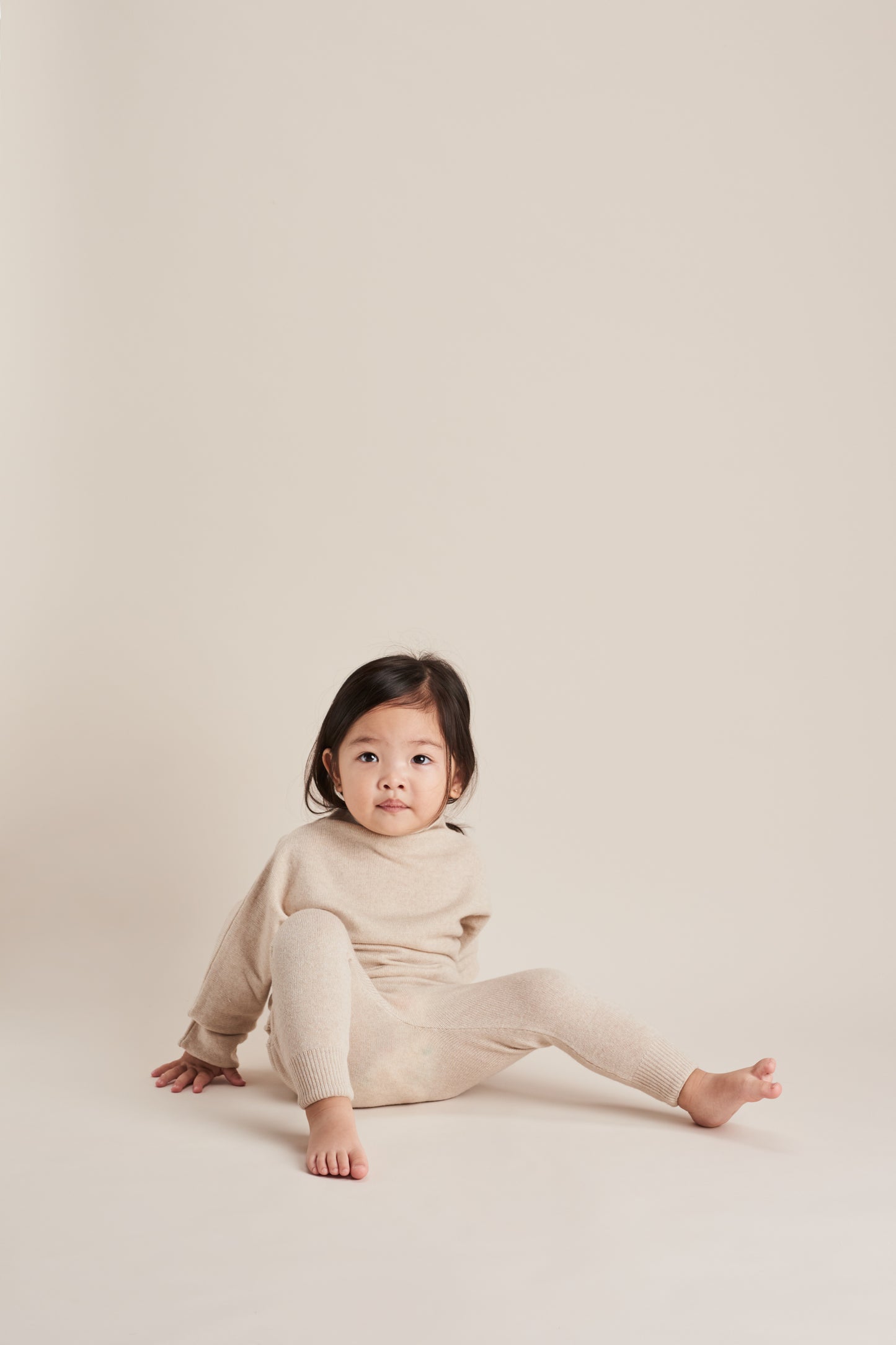 Funnel Sweater & Footless Leggings Set - Oatmeal Marl
