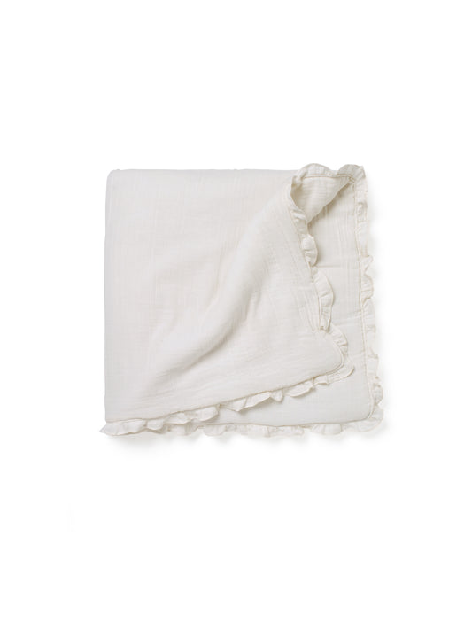 Baby Blanket in 100% cotton muslin with ruffle detail